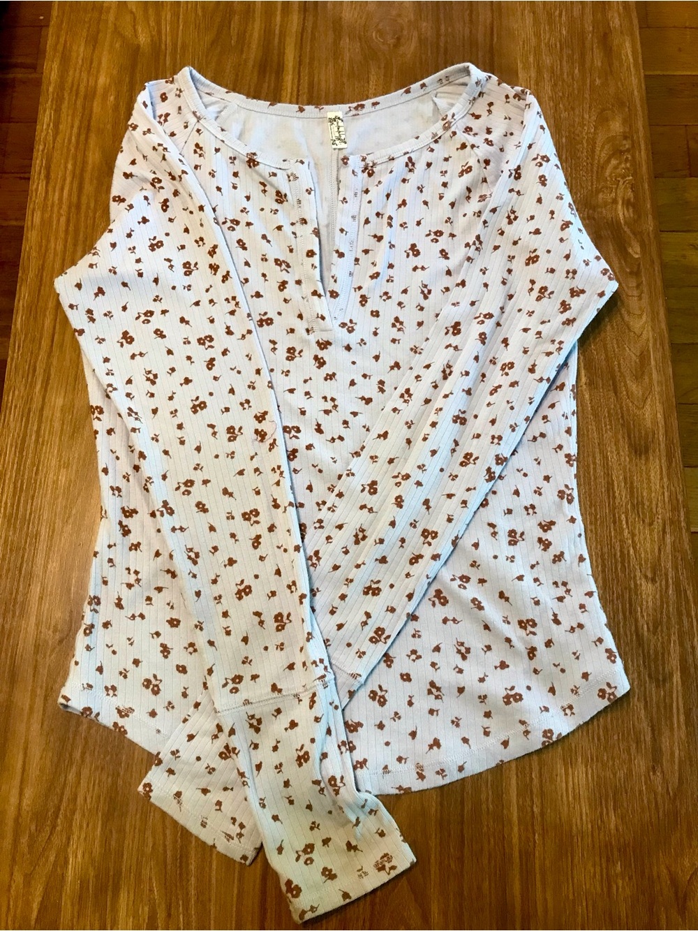 Intimately Free People Billie Split Neck Layering Top in Tea Combo Size Large